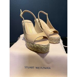 NEW Stuart Weitzman Island Patent Leather Espadrille Wedge Sandals | Size 7.5B |
